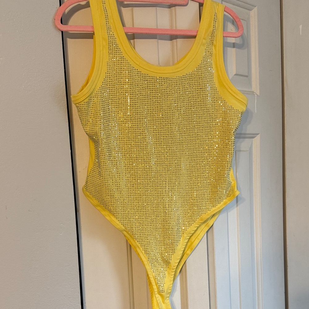 Glamorous Yellow Sequin Bodysuit